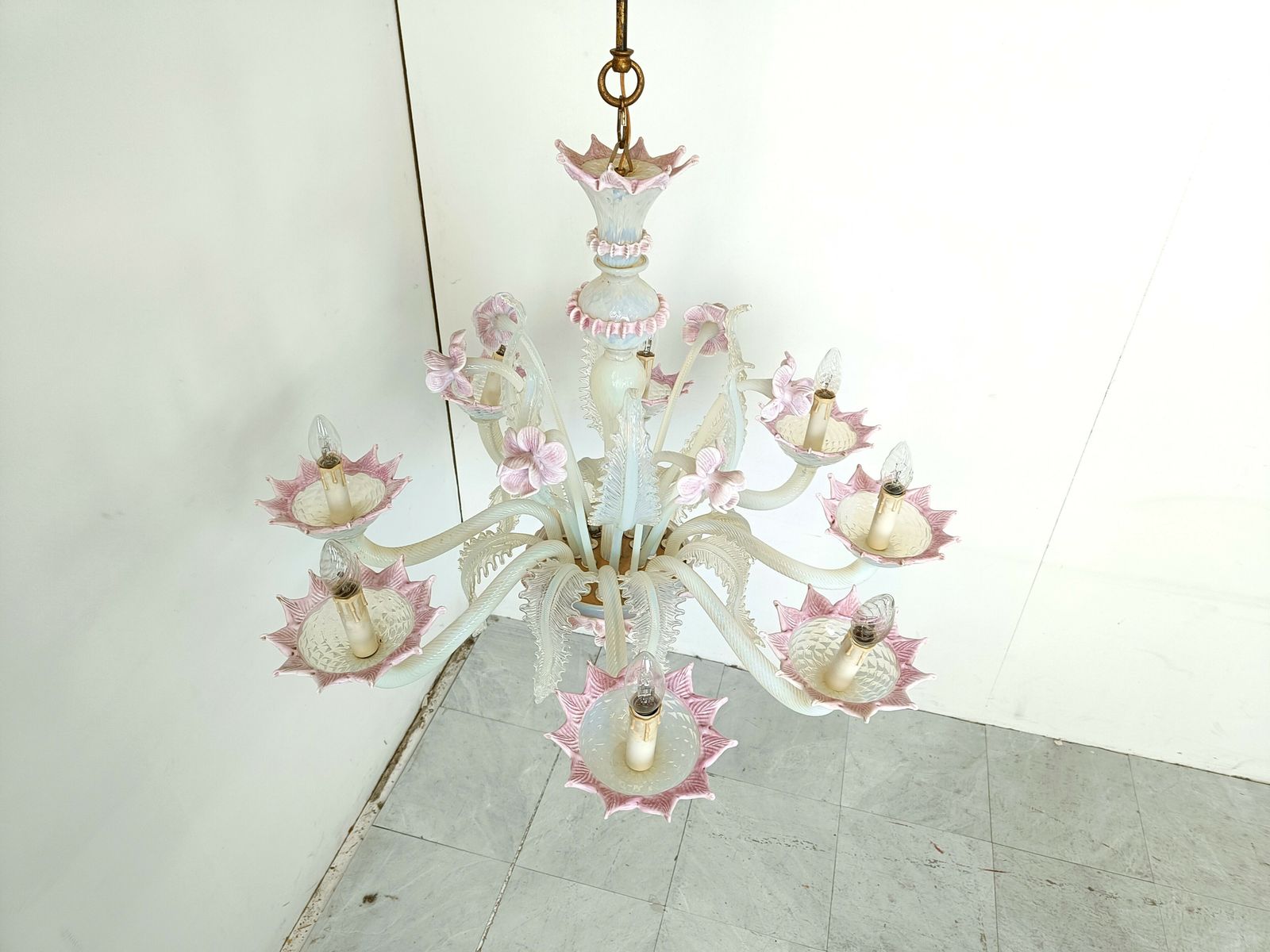 Vintage Murano Glass Flower Chandelier, 1950s photo buy