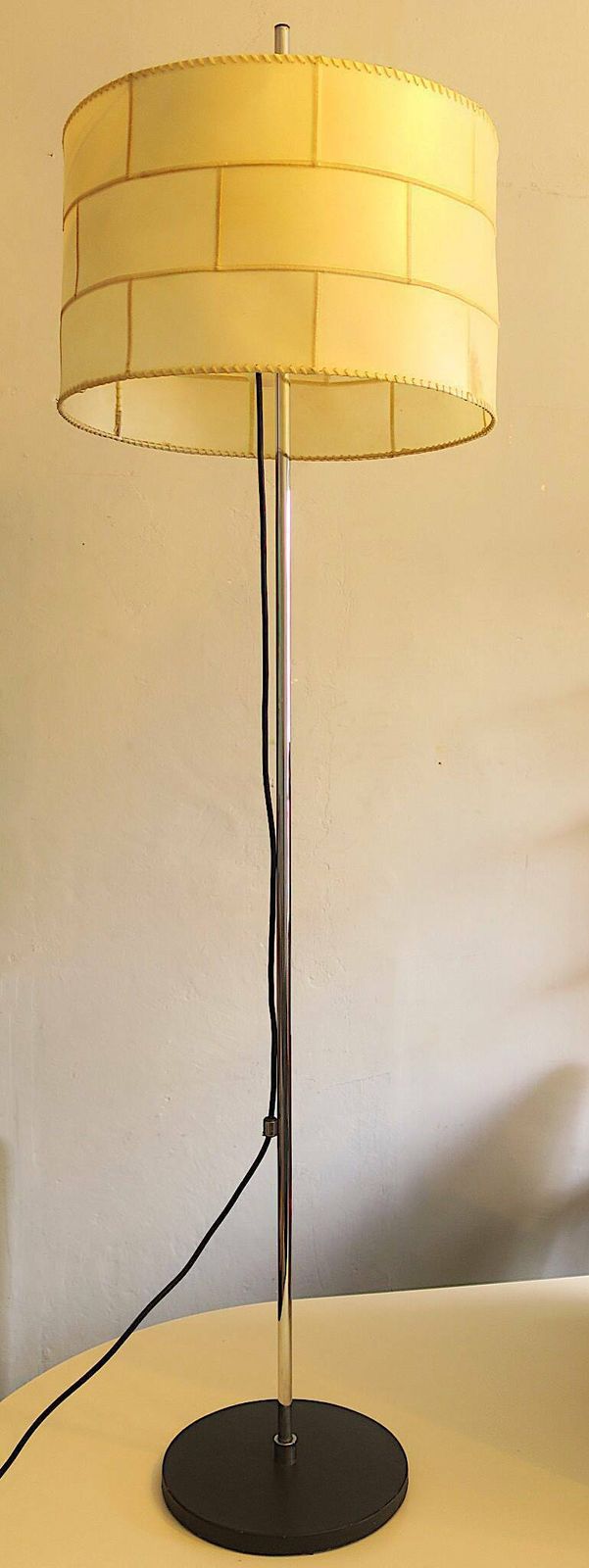 Patchwork Parchment And Black Leather Floor Lamp By Staff, 1960s photo buy