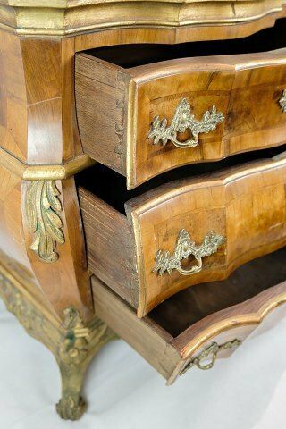 photo for sale Rococo Chest Of Drawers In Walnut, Danish Design From 1880s