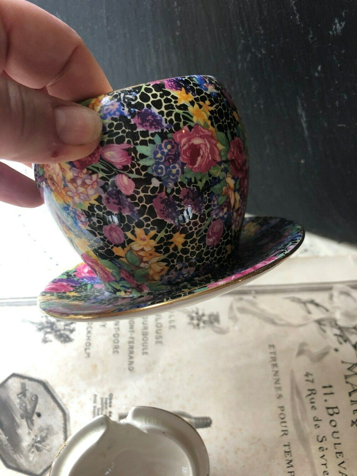 Grimwades Royal Winton 'Hazel' Chintz Preserve Pot With Lid And Attached Saucer C1935 photo buy