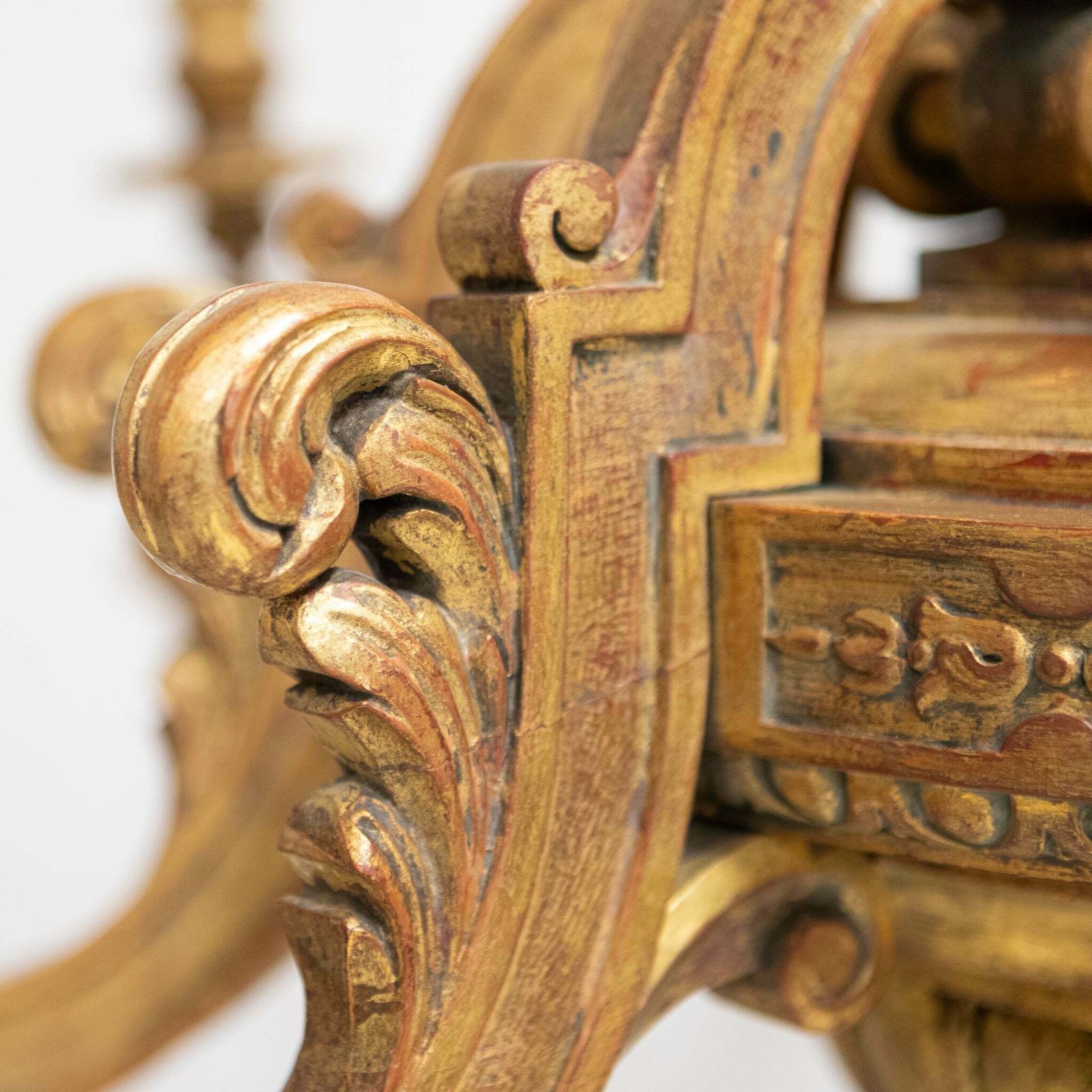 Large Antique Italian Giltwood 19th Century 8 Arm Chandelier photo buy