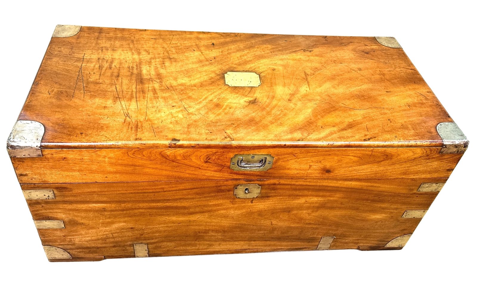 Small 19th Century Camphor Wood Campaign Trunk (England, Circa 1860) photo buy