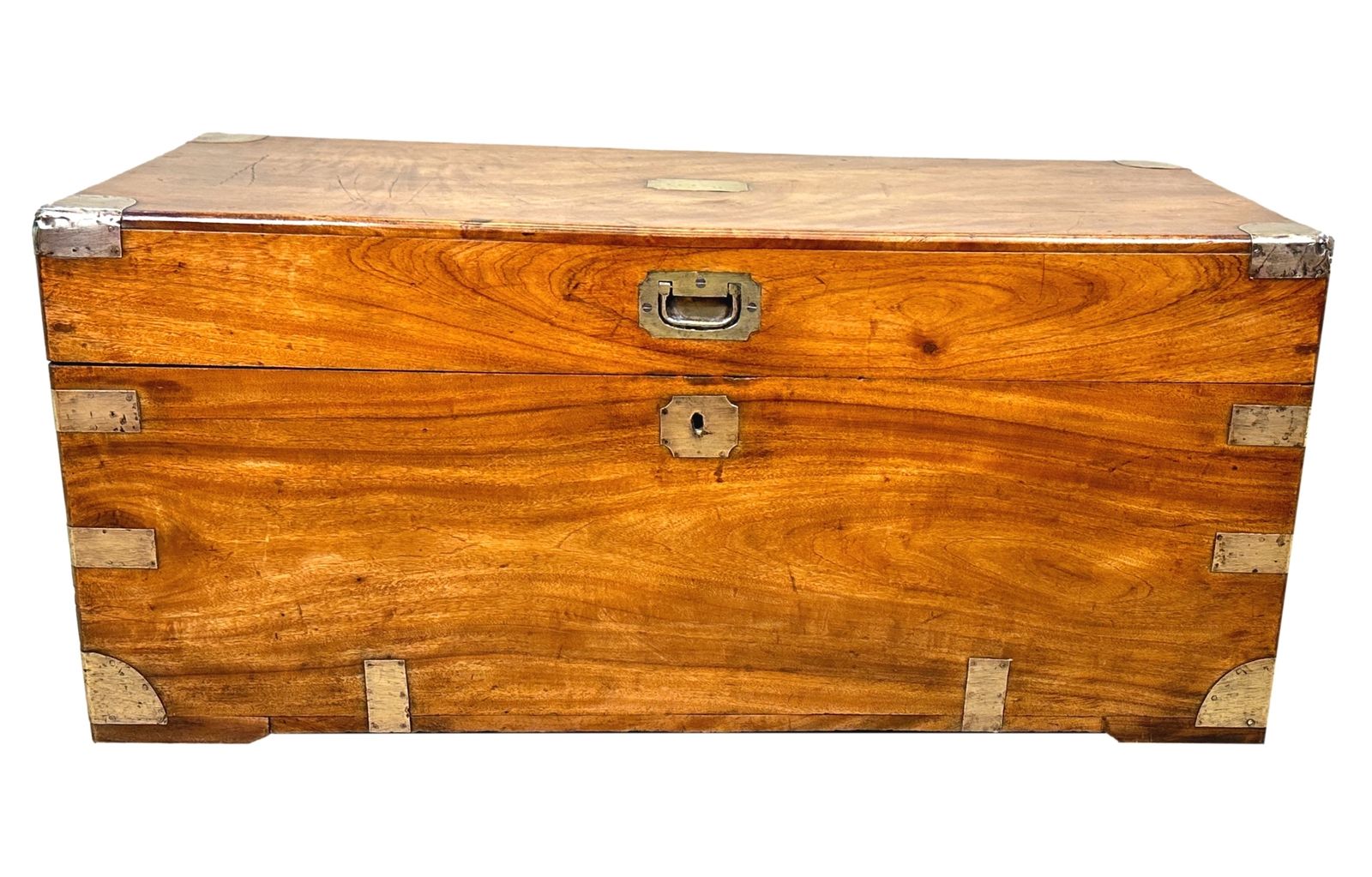 Small 19th Century Camphor Wood Campaign Trunk (England, Circa 1860) photo vintage