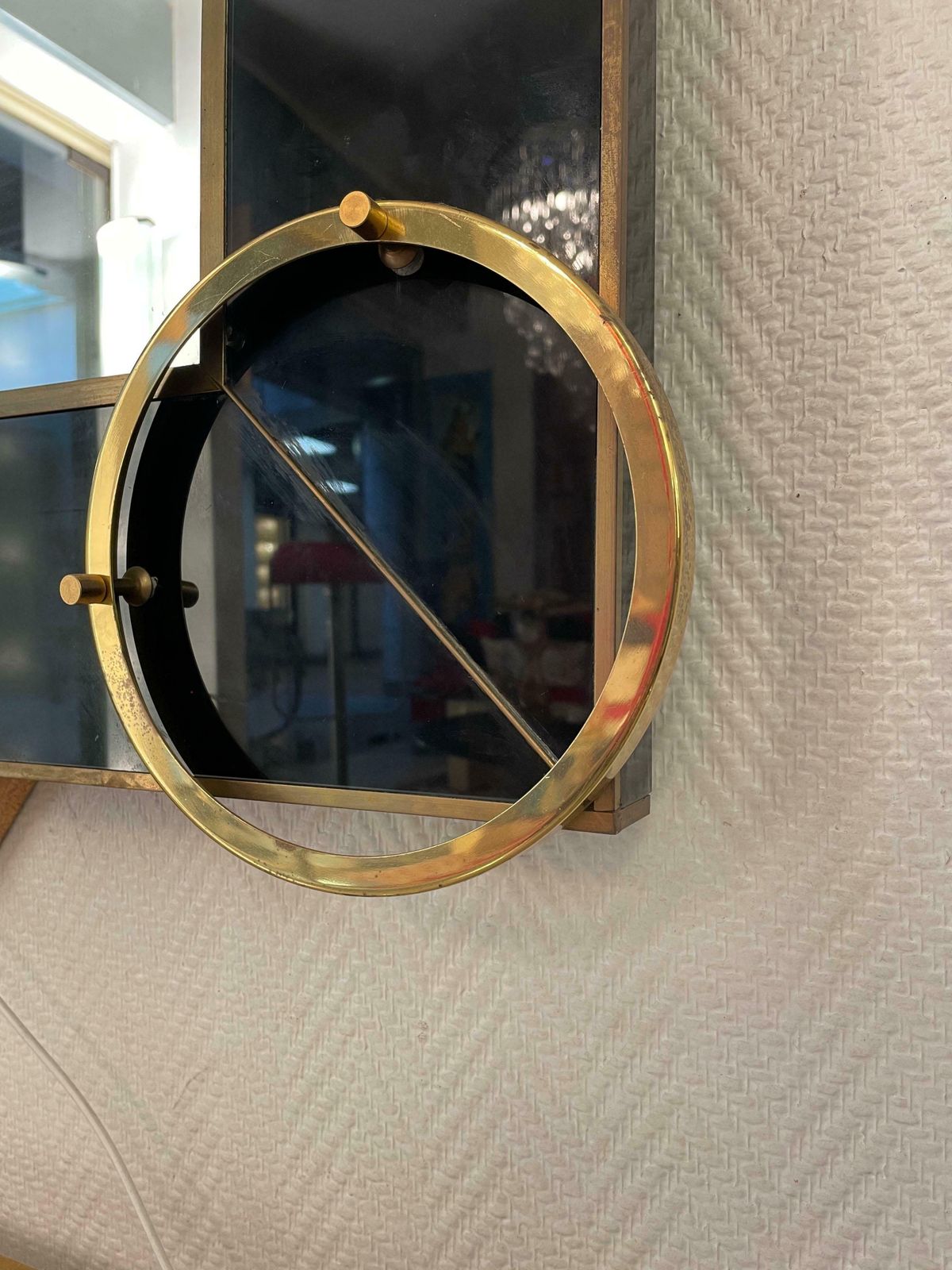 Italian Mirror From The 70's In Tinted Glass And Brass photo vinterior