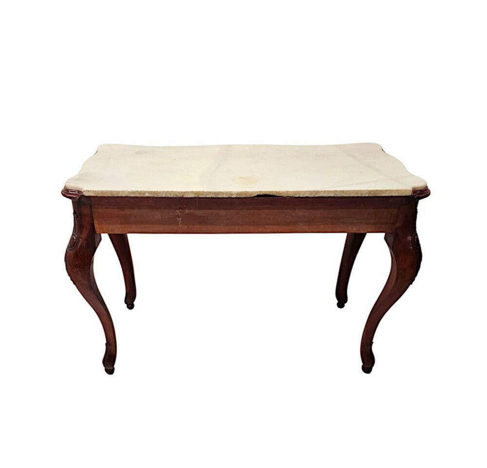A Very Rare Pair Of 19th Century Carrara White Marble Top Console Tables photo furniture