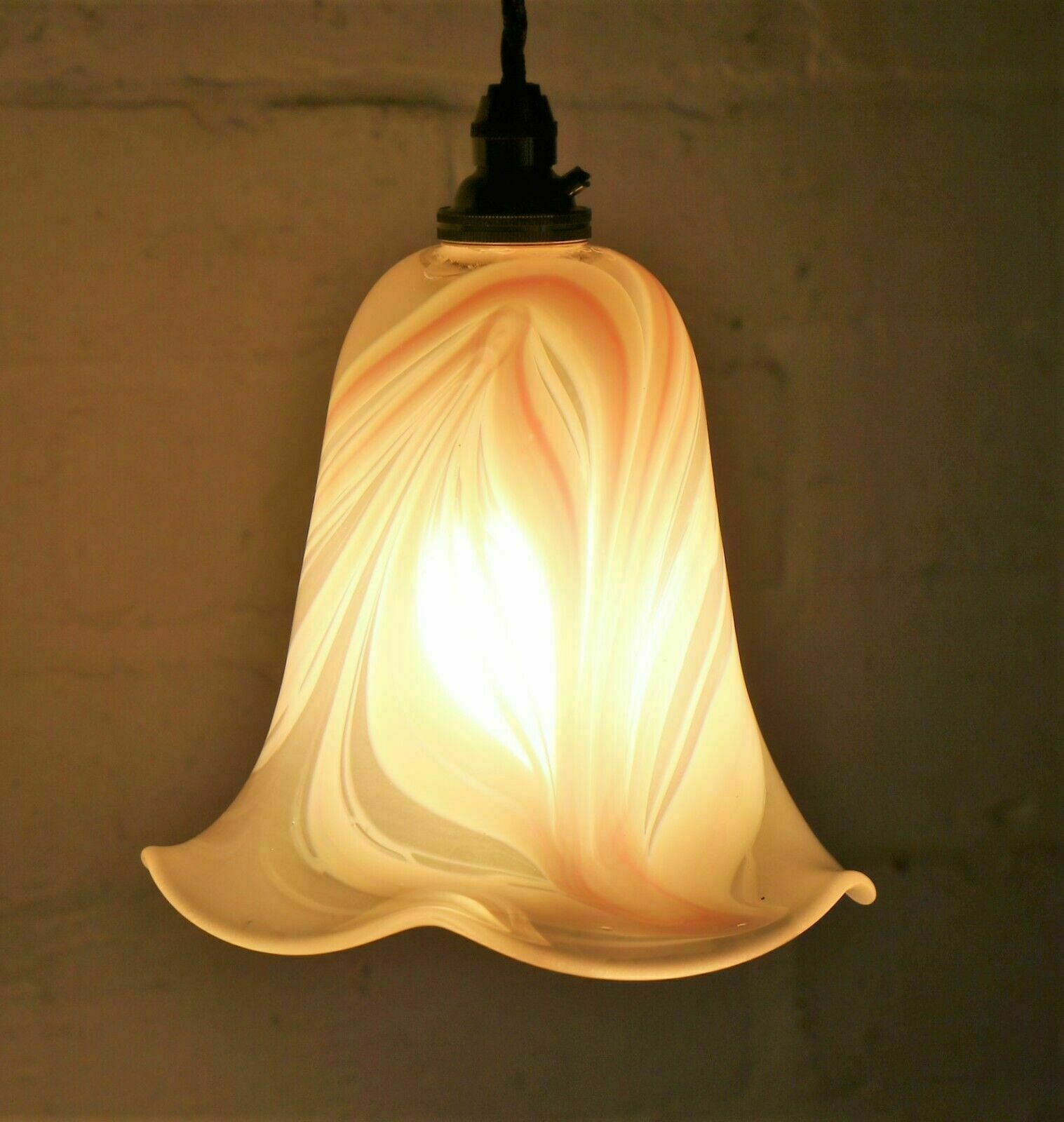 Ceiling Light Adrian Sankey Glass Pendant Marbled Pink Vintage Glass Antique 2