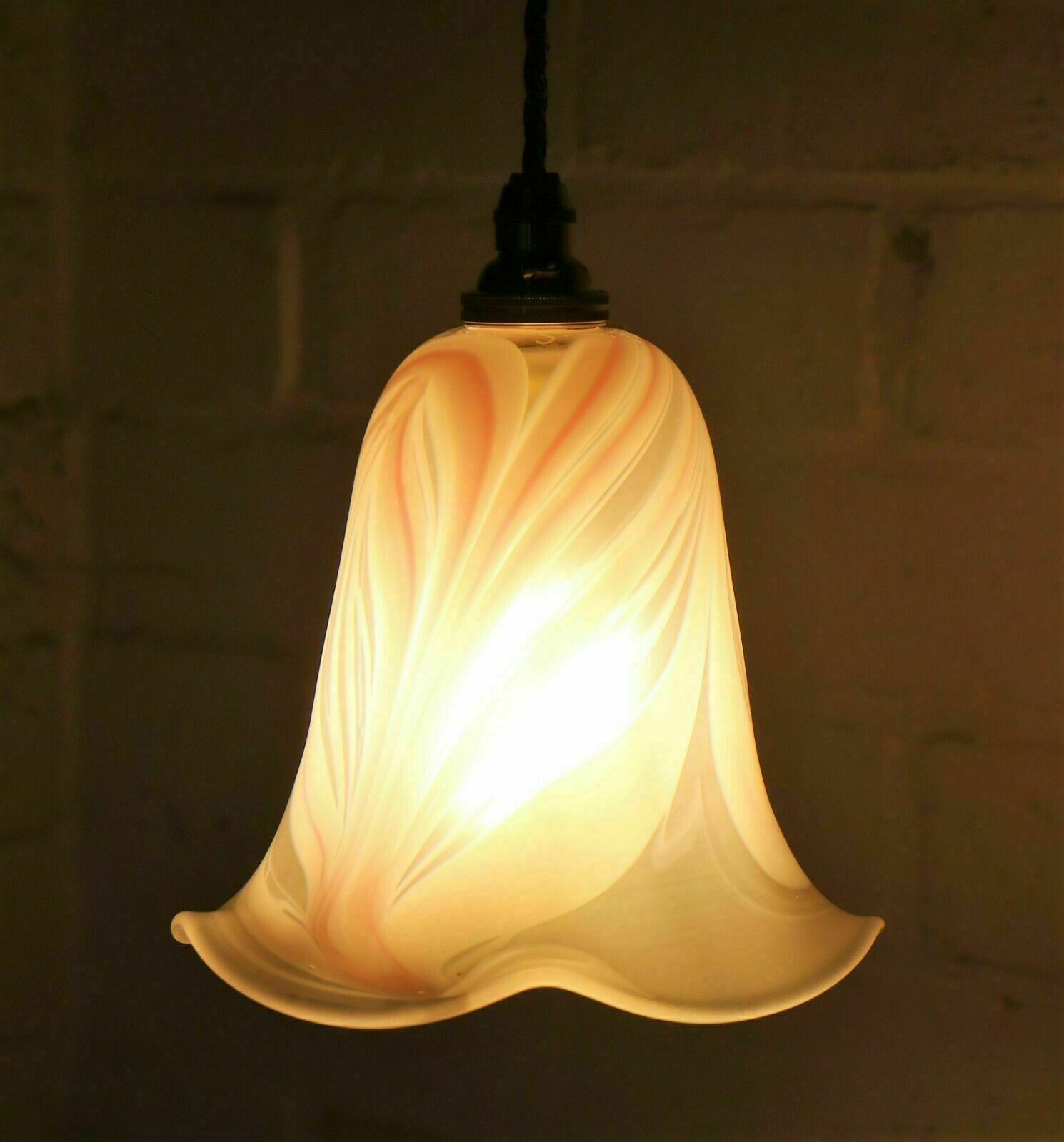 Ceiling Light Adrian Sankey Glass Pendant Marbled Pink Vintage Glass Antique 2 photo buy