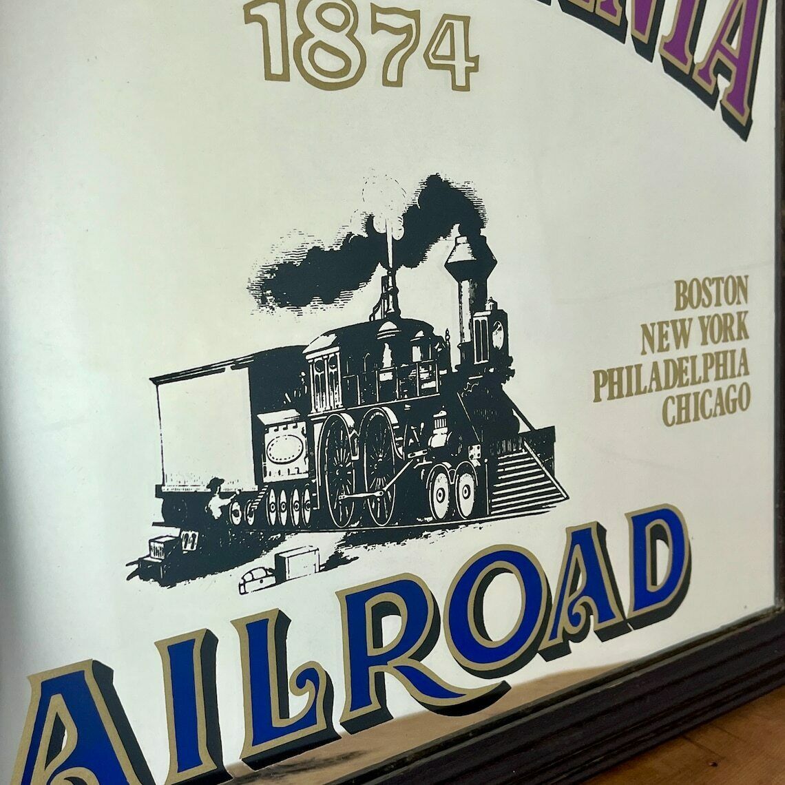 Historical Pennsylvania Railroad Company 1874 Advertising Mirror, Trains And Rail Stations, American Transport Picture, Wall Art photo vinterior