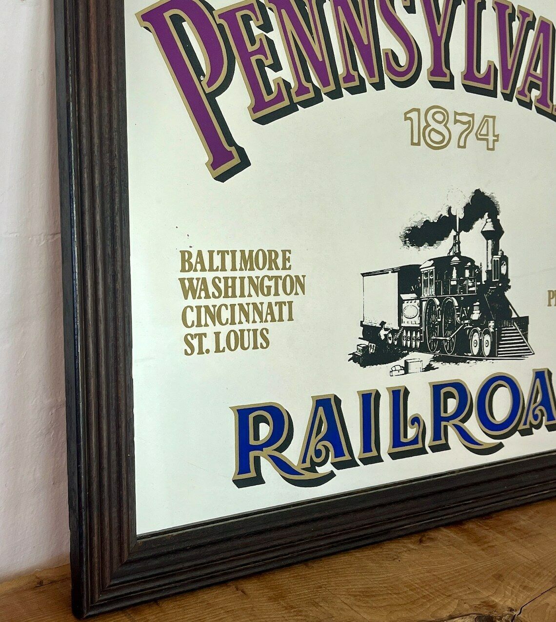 photo furniture Historical Pennsylvania Railroad Company 1874 Advertising Mirror, Trains And Rail Stations, American Transport Picture, Wall Art