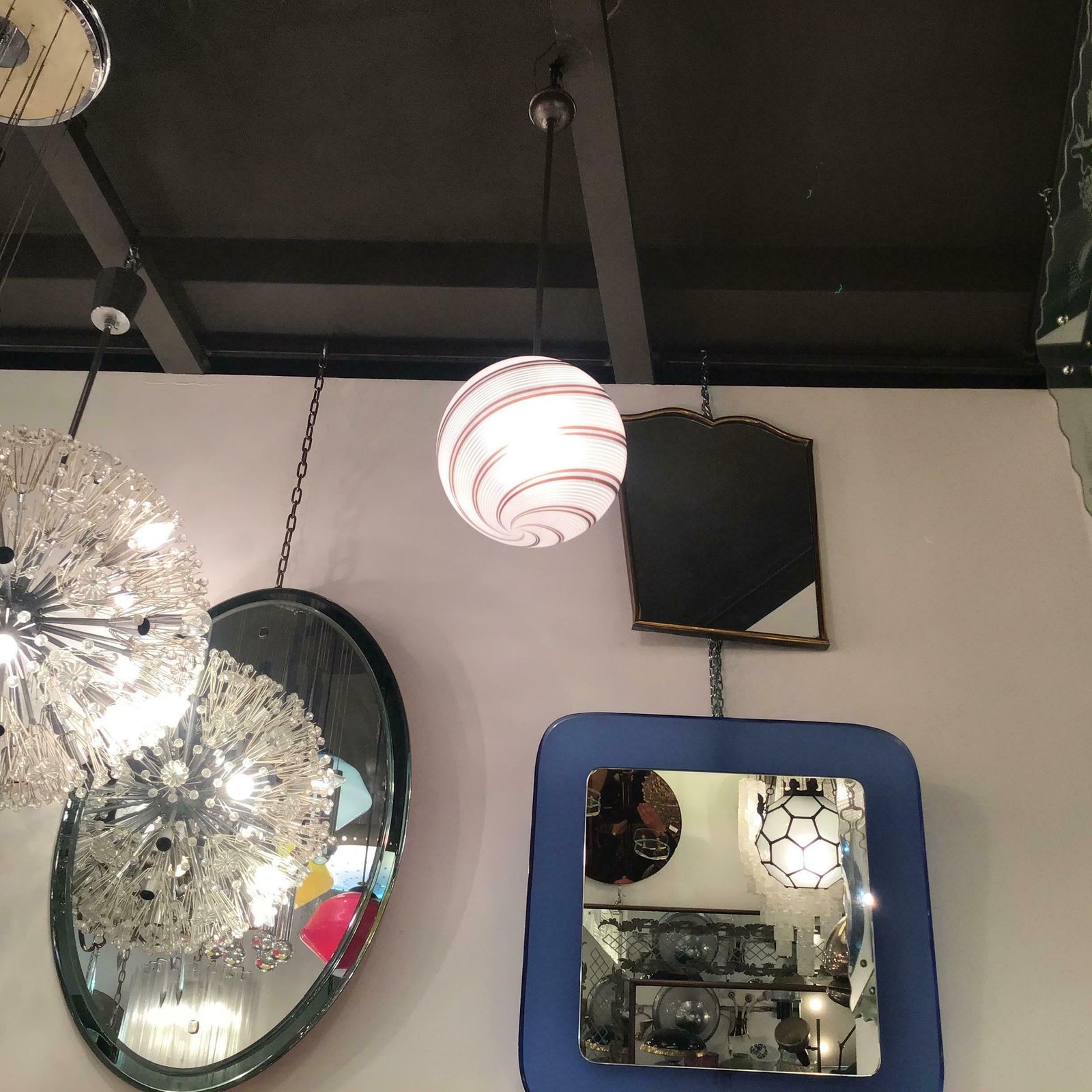 photo vintage Venini Chandelier Glass Metal Crome 1958 Italy