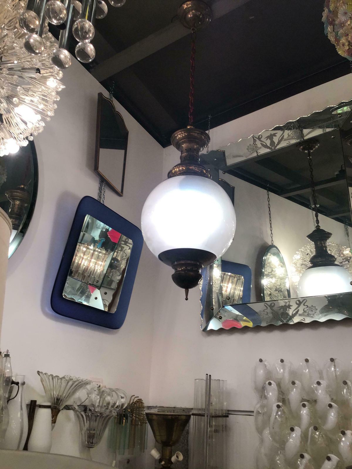 photo for sale Luigi Caccia Dominioni “Azucena “ Chandelier Glass Brass 1955 Italy