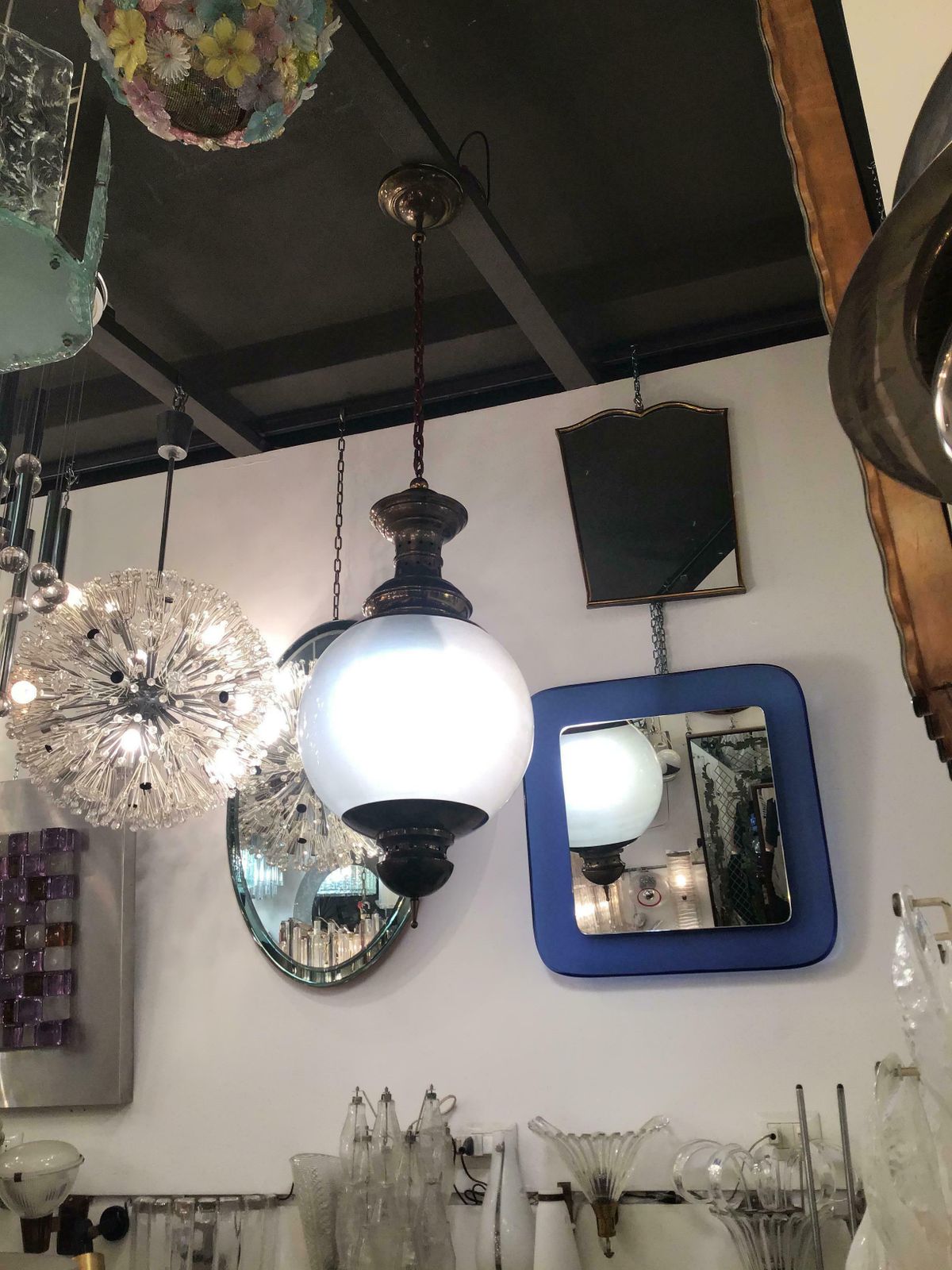 photo buy Luigi Caccia Dominioni “Azucena “ Chandelier Glass Brass 1955 Italy
