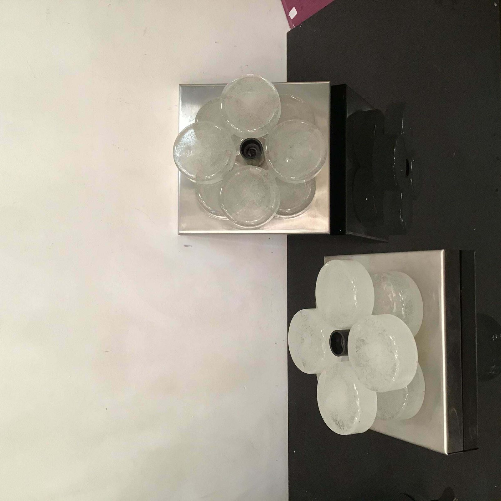 Albano Poli Sconces Murano Glass Metal Crome 1960 Italy photo Lighting