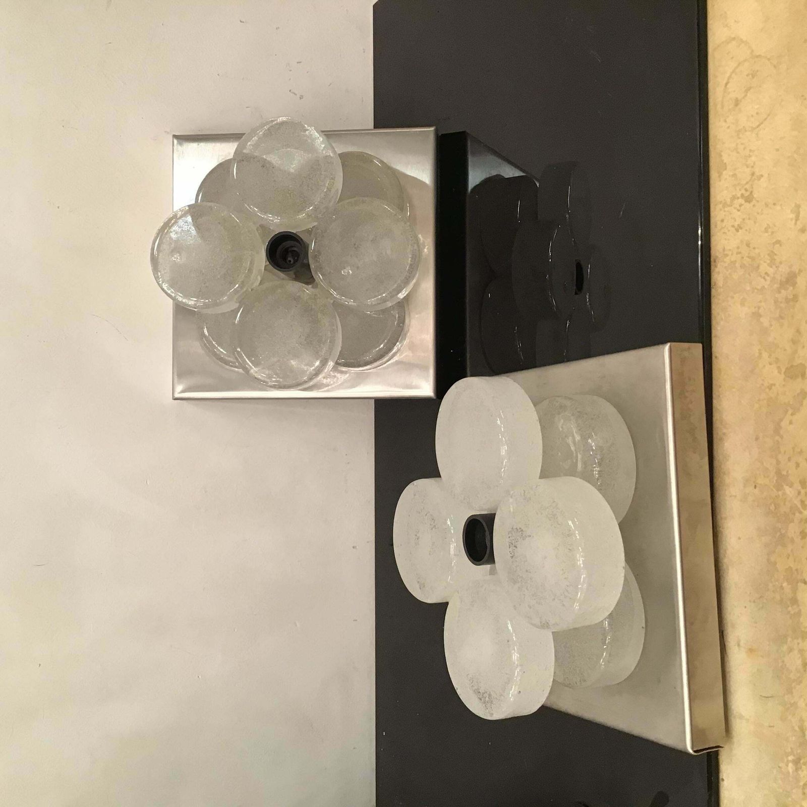 photo vinterior Albano Poli Sconces Murano Glass Metal Crome 1960 Italy