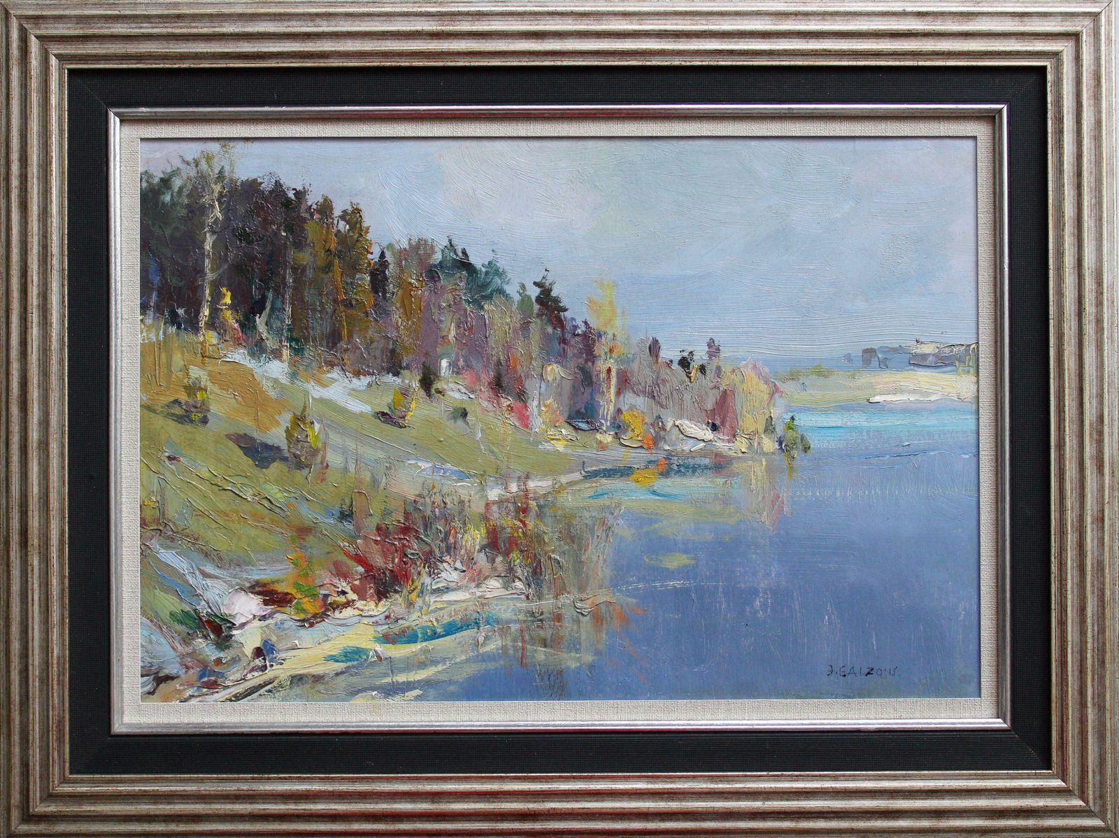 Janis Galzons The River In The Summer. Cardboard, Oil photo furniture