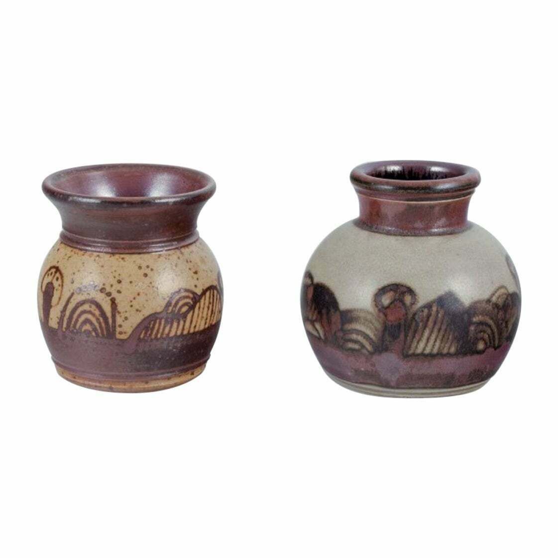 Elly Kuch And Wilhelm Kuch. Two Ceramic Vases In Brown And Sandy Tones
