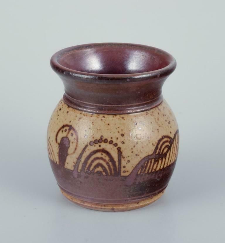 Elly Kuch And Wilhelm Kuch. Two Ceramic Vases In Brown And Sandy Tones photo vinterior