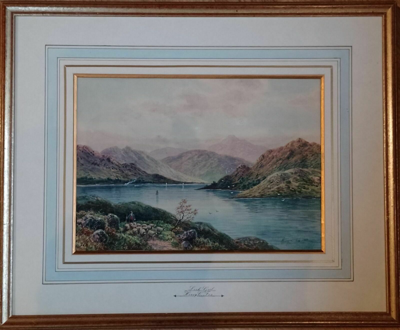 Antique Watercolour Painting Loch Goyle Scotland Signed Henry Charles Fox 1904