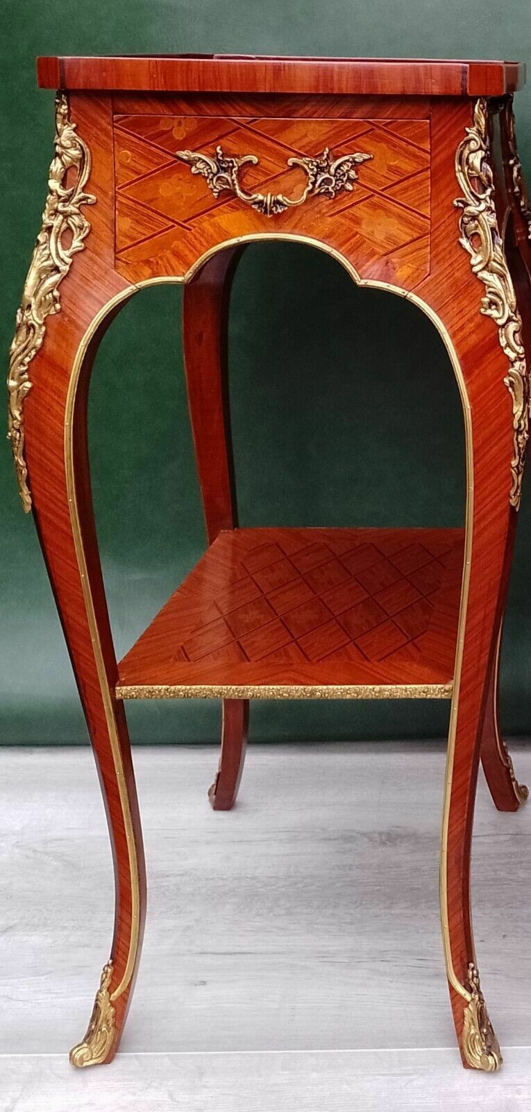 699.0 Antique Early 20th Century French Empire Ormolu And Kingwood Inlaid Lamp Table photo