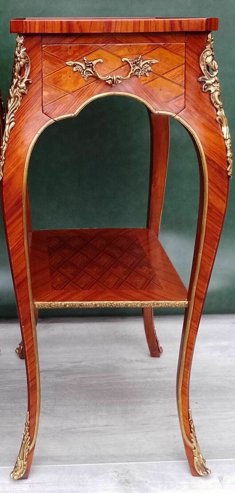 Antique Early 20th Century French Empire Ormolu And Kingwood Inlaid Lamp Table photo vinterior