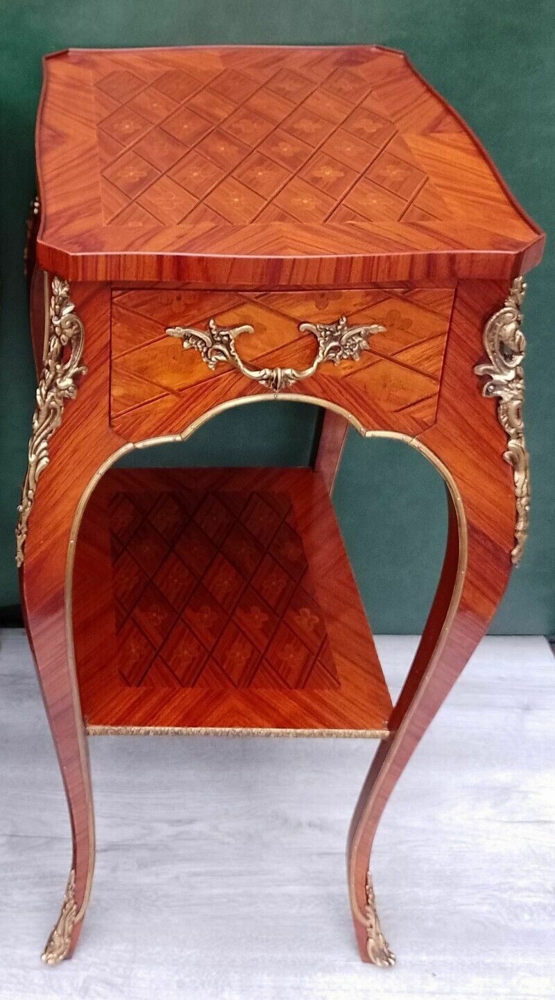 Antique Early 20th Century French Empire Ormolu And Kingwood Inlaid Lamp Table photo vintage