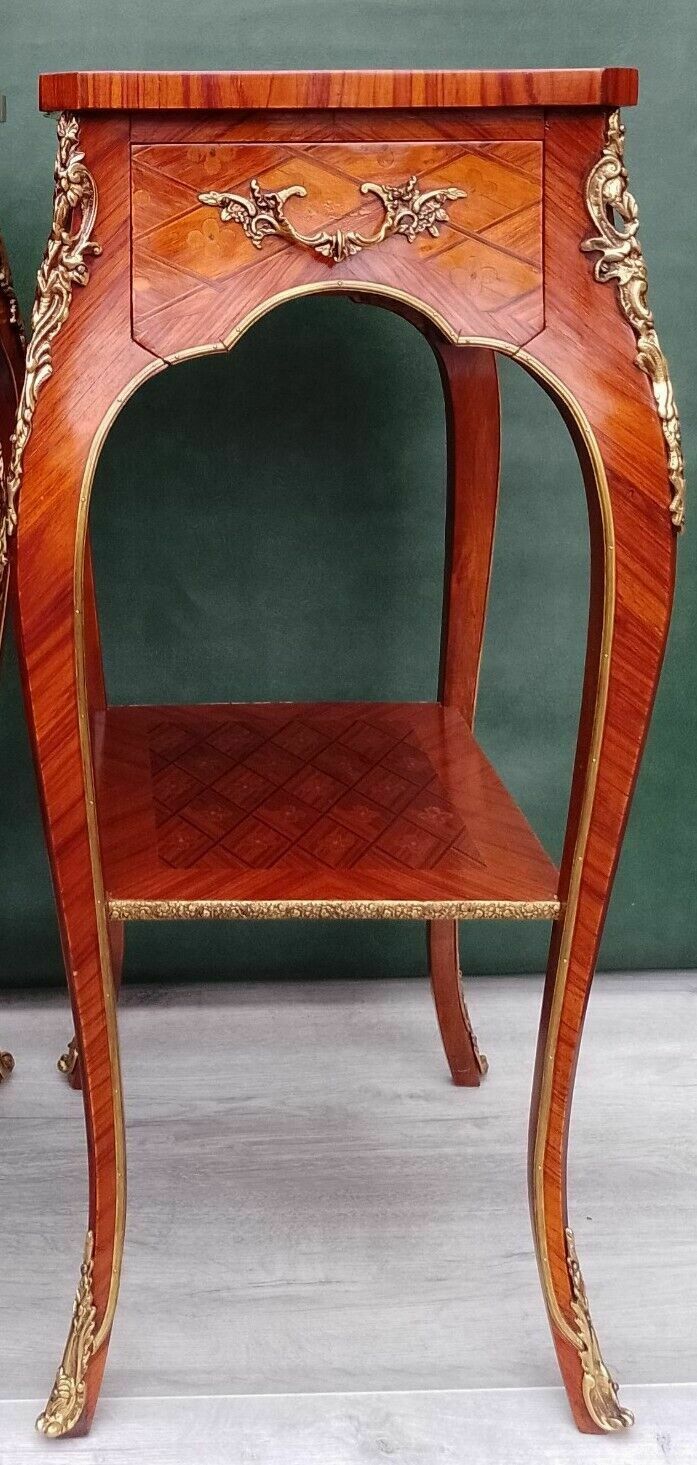photo furniture Antique Early 20th Century French Empire Ormolu And Kingwood Inlaid Lamp Table