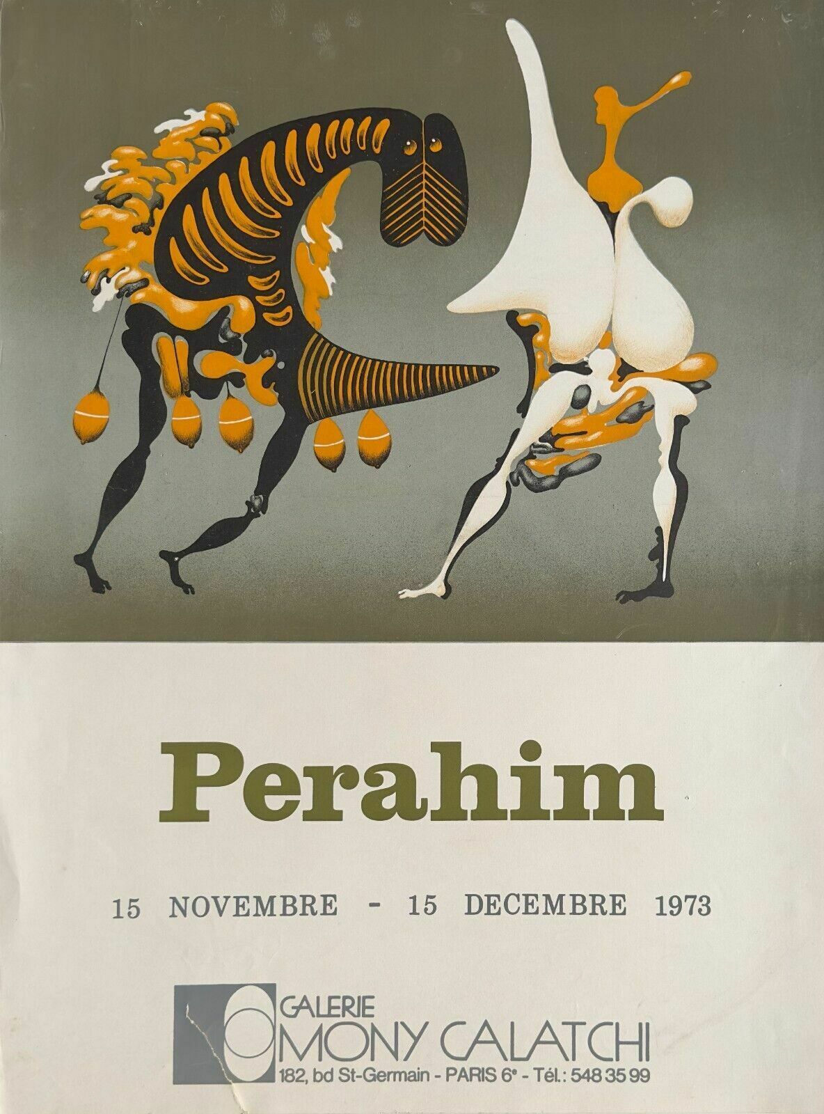 Jules Perahim Lithograph Poster Lithograph Poster Expo Paris 1973 Surrealism