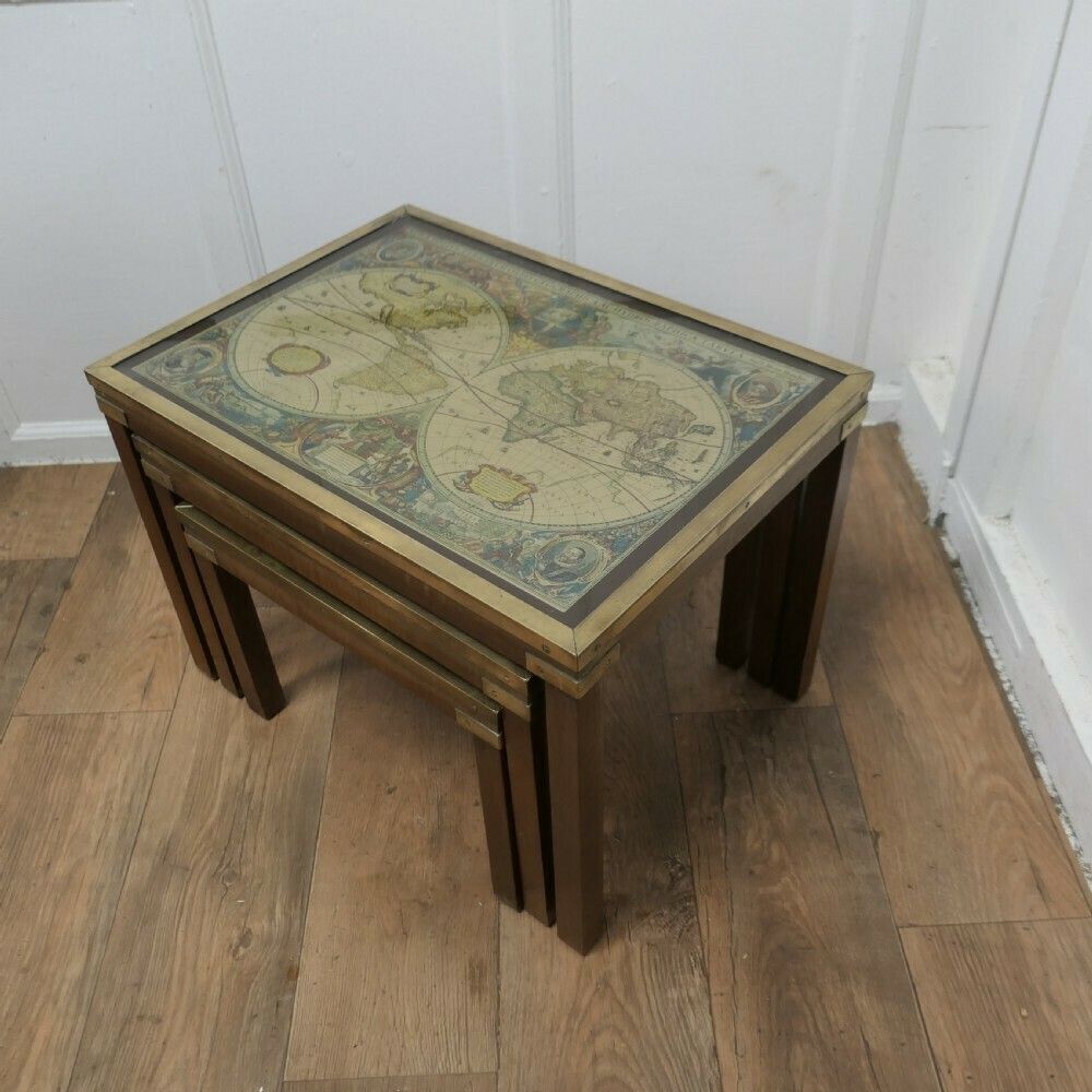 Mid Century Maison Jansen Campaign Style Nest Of 3 Tables photo 1500.0