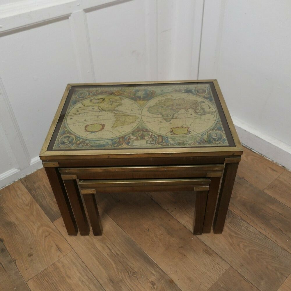 Mid Century Maison Jansen Campaign Style Nest Of 3 Tables photo vinterior
