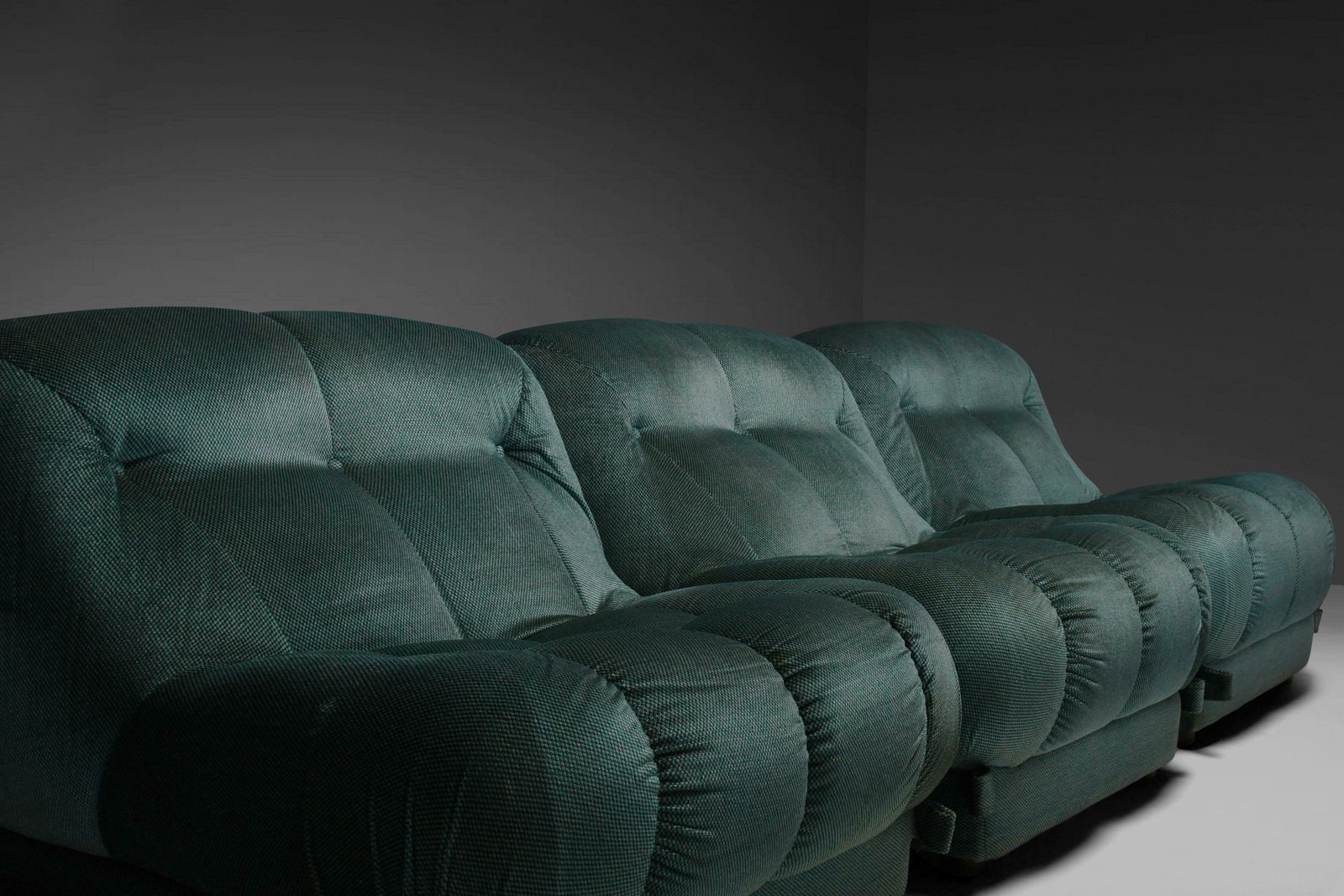 Furniture Large Modular Sectional ‘Nuvolone’ Sofa By Rino Maturi In Green Fabric, 1970s photo