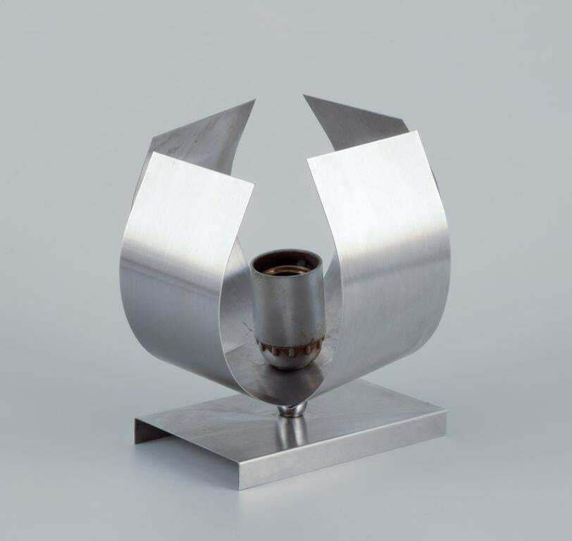 Max Sauze, French Industrial Designer. Pair Of Wall Lamps In Steel. 1960/70s photo for sale