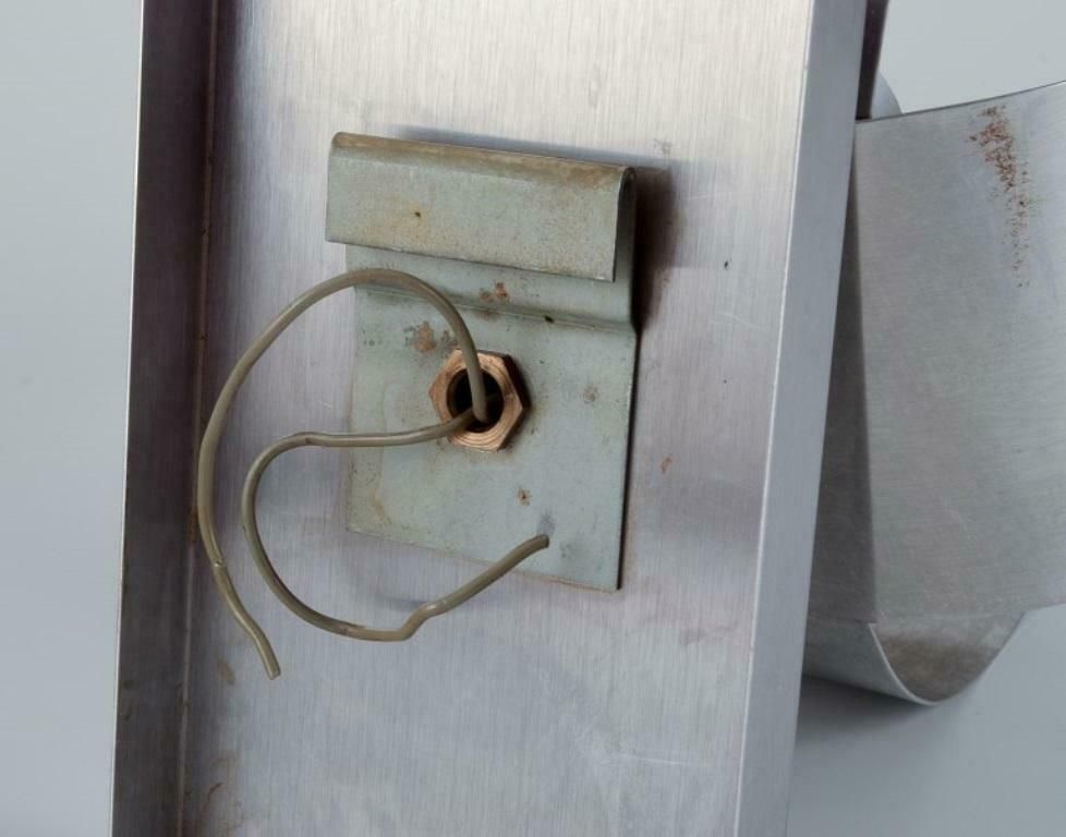 Max Sauze, French Industrial Designer. Pair Of Wall Lamps In Steel. 1960/70s photo vinterior