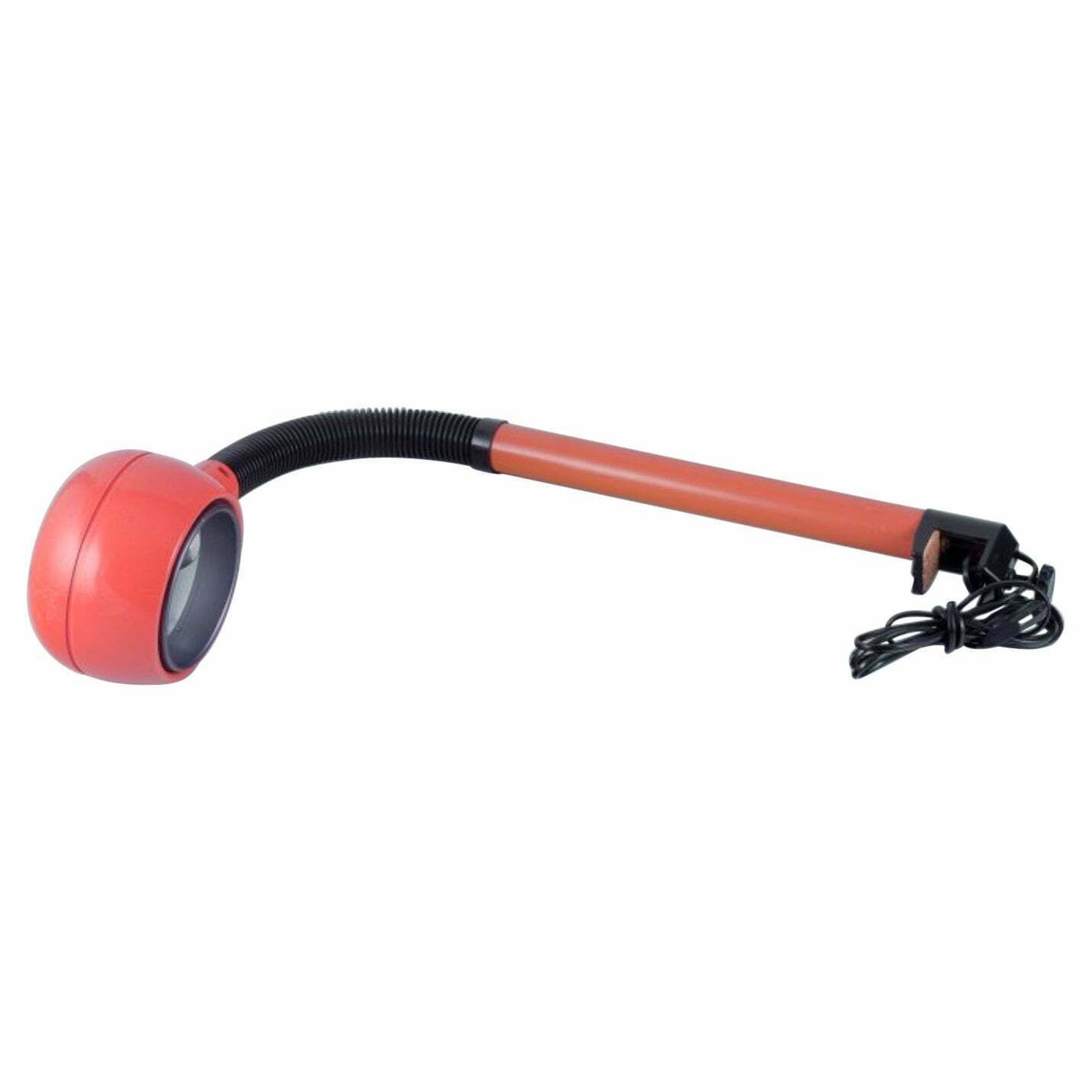Fagerhults, Sweden. Retro Designer Desk Lamp In Orange Plastic.