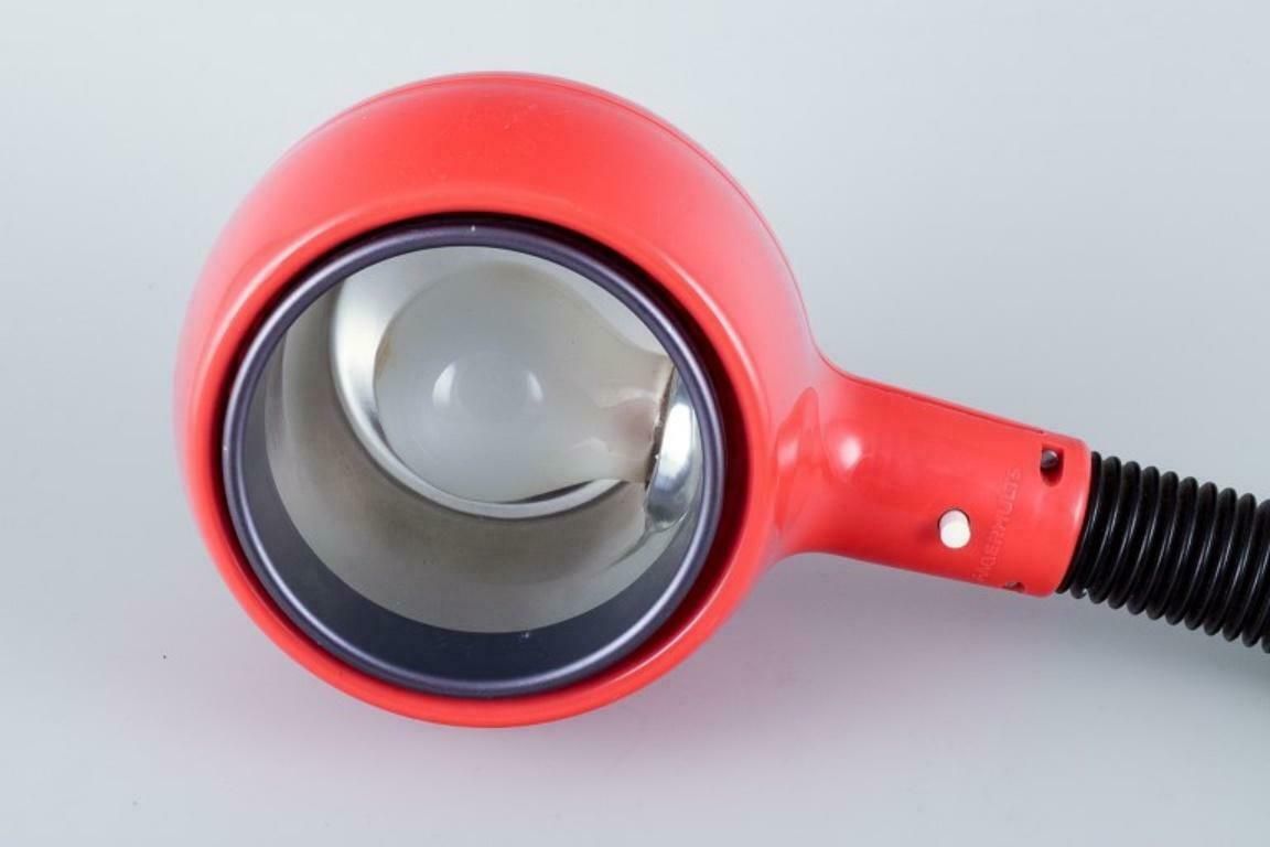Fagerhults, Sweden. Retro Designer Desk Lamp In Orange Plastic. photo vinterior