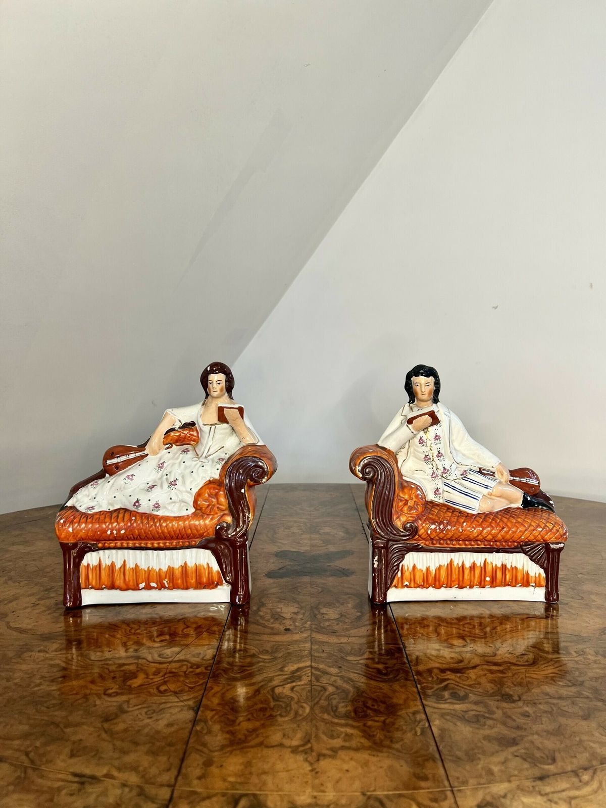 Unusual Pair Of Quality Antique Staffordshire Bookends