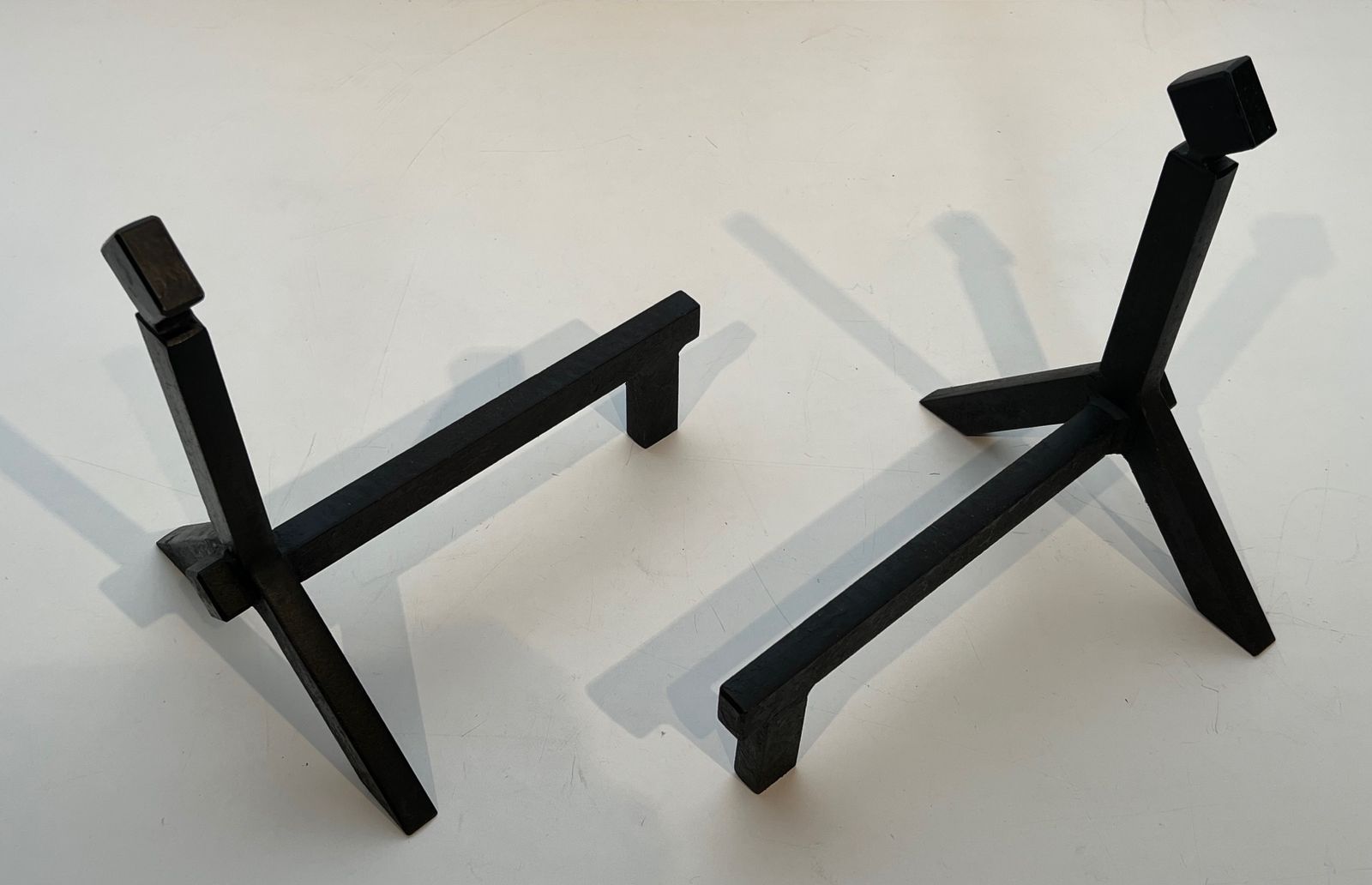 Pair Of Modernist Steel Andirons photo Home Fixtures