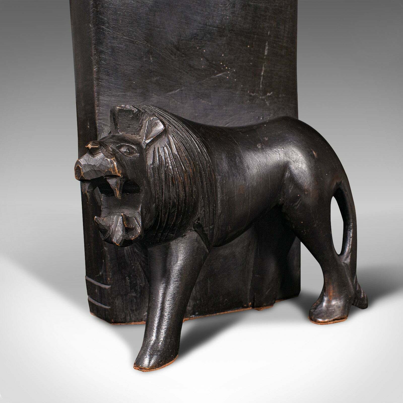 Pair Of Antique Carved Lion Bookends, Oriental, Ebonised, Book Rest, Victorian photo vintage