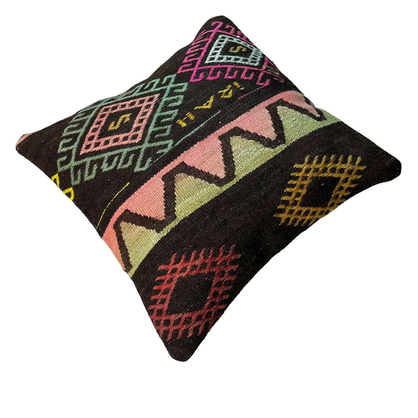 Ethnic Kilim Pillow, 18x18 Pillow Cover, Bohemian Kilim Pillow, Handwoven Kilim Pillow, Sofa Throw Pillow, Meditation Kilim Cover photo 72.0