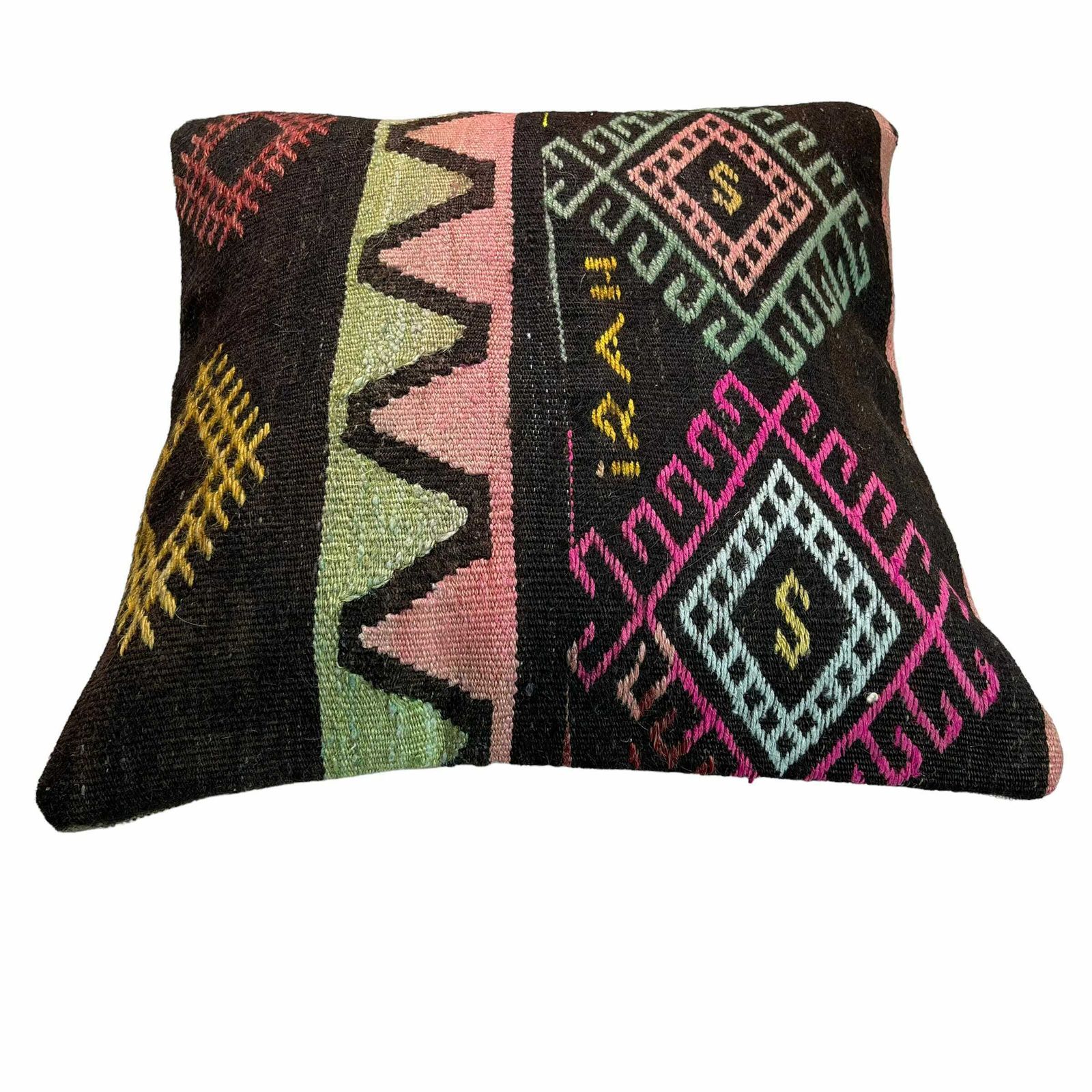 Ethnic Kilim Pillow, 18x18 Pillow Cover, Bohemian Kilim Pillow, Handwoven Kilim Pillow, Sofa Throw Pillow, Meditation Kilim Cover photo vinterior