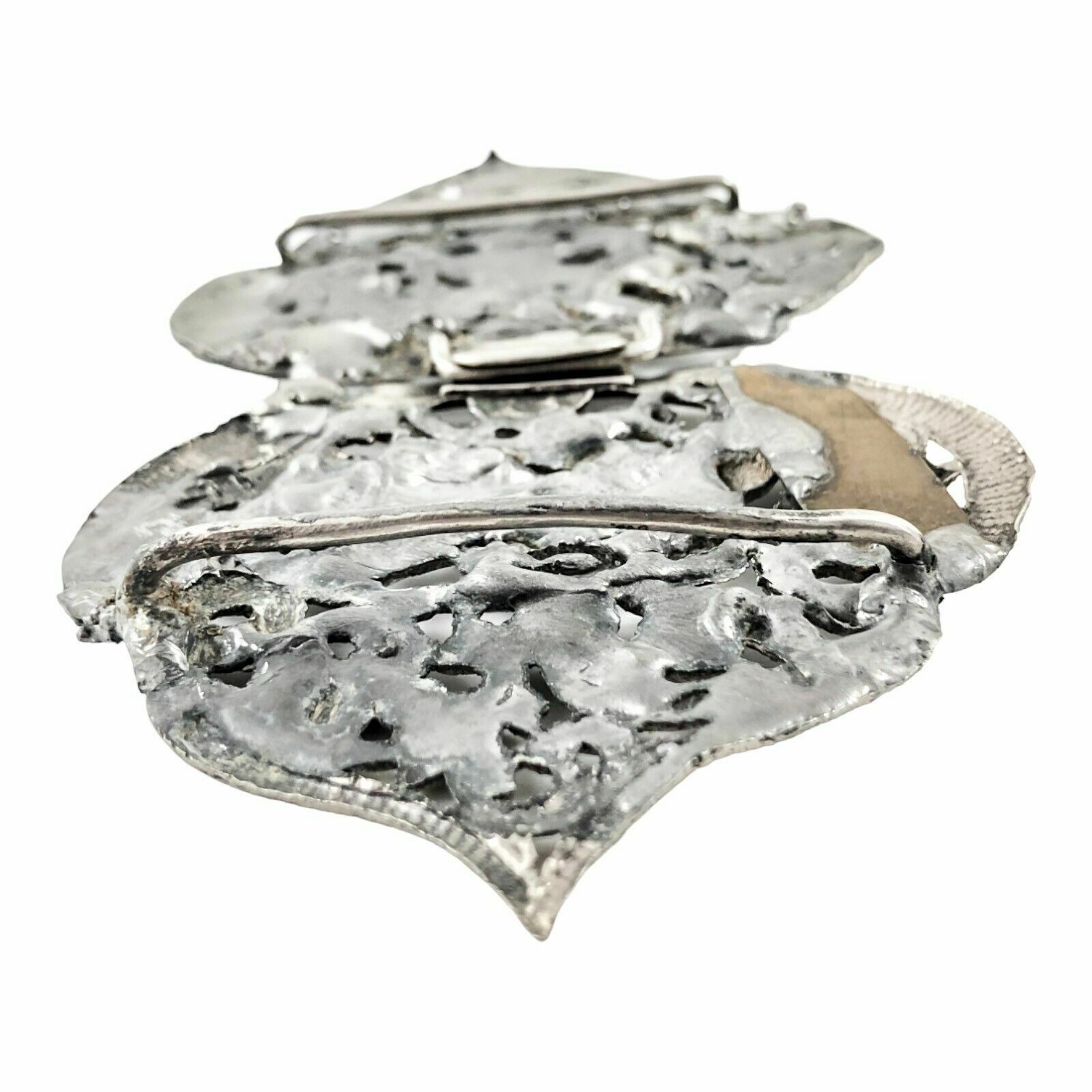 Antique Indian / Burmese Colonial Silver Belt Buckle   Deities, Snakes, Foliage photo buy