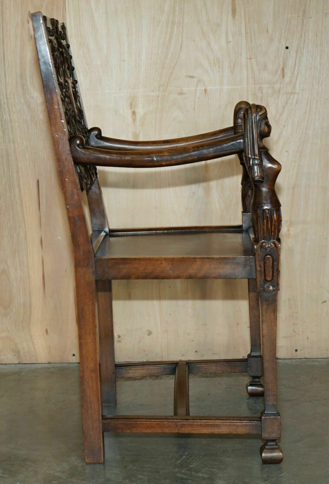 Pair Of Ornately Carved Neo Gothic Solid Walnut 19th Century Ceremony Armchairs photo vintage