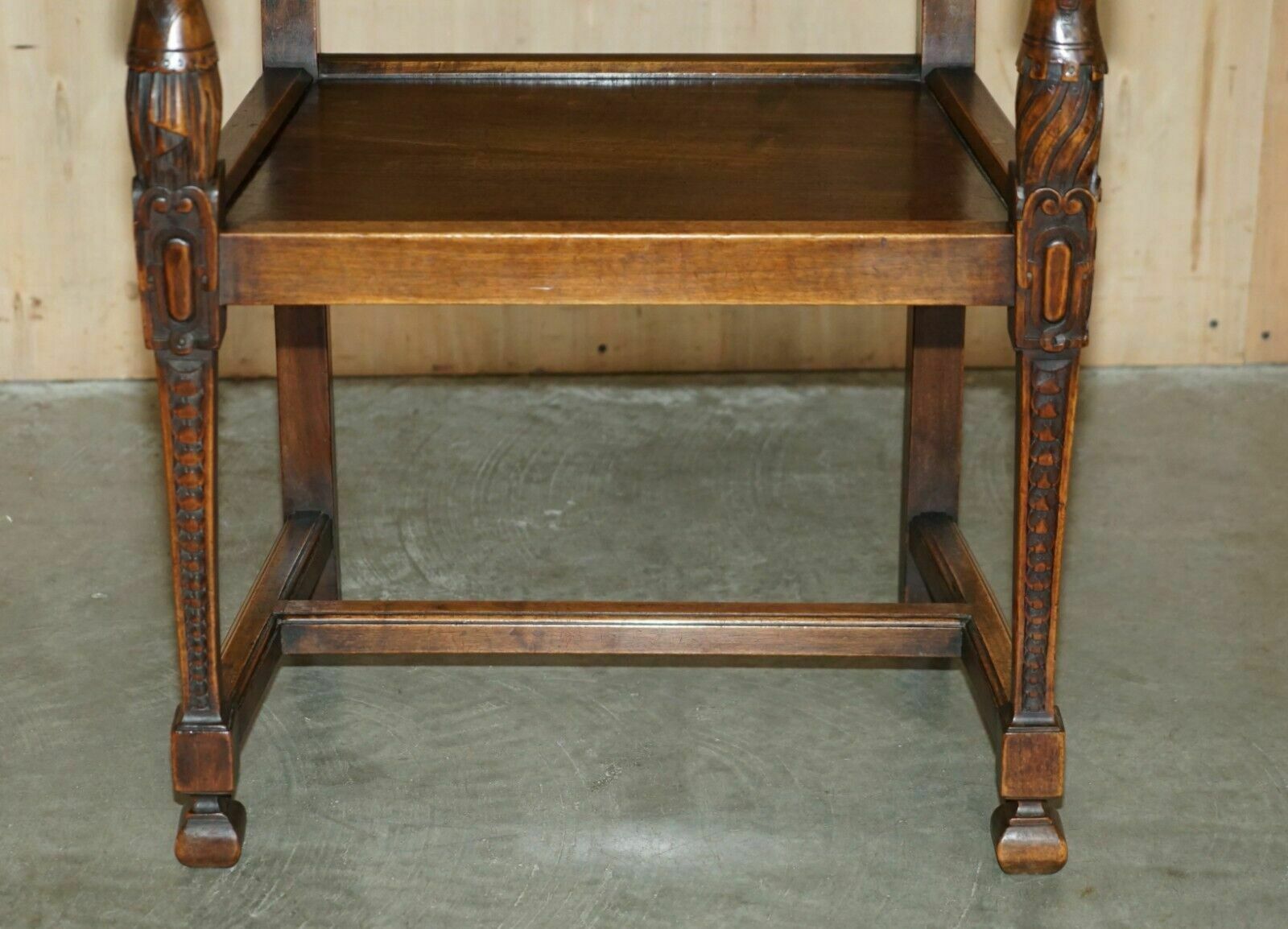 photo vintage Pair Of Ornately Carved Neo Gothic Solid Walnut 19th Century Ceremony Armchairs