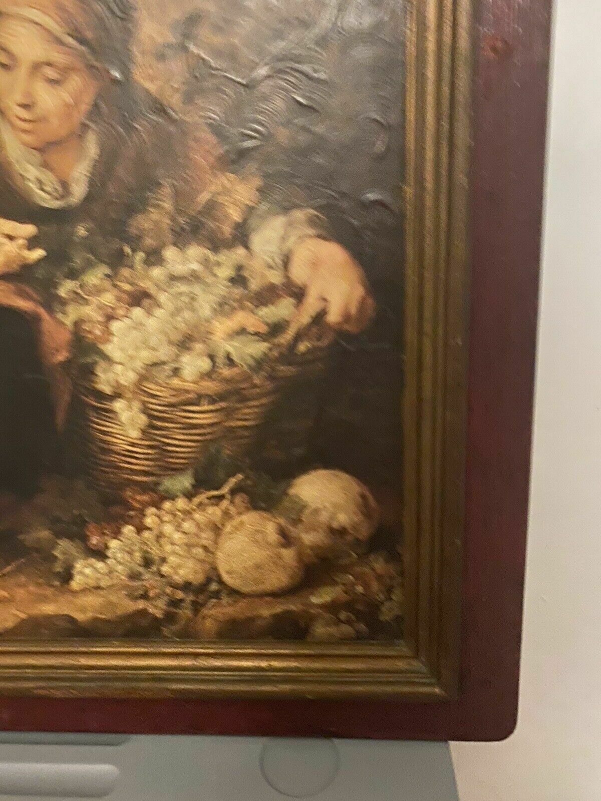 Antique Oil On Board After Bartolome Esteban Murillo The Little Fruit Seller photo vintage