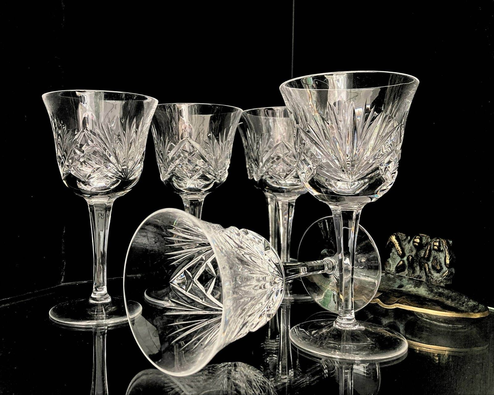 Nachtmann Nierstein Wijnglazen | 6 Stuks | Geslepen Kruis  En Waaierpatroon | 1965–1980