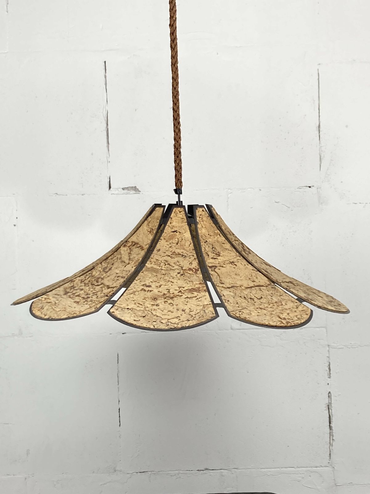 Xl Clover Cork Hanging Pendant Lamp, Germany 1970s photo for sale