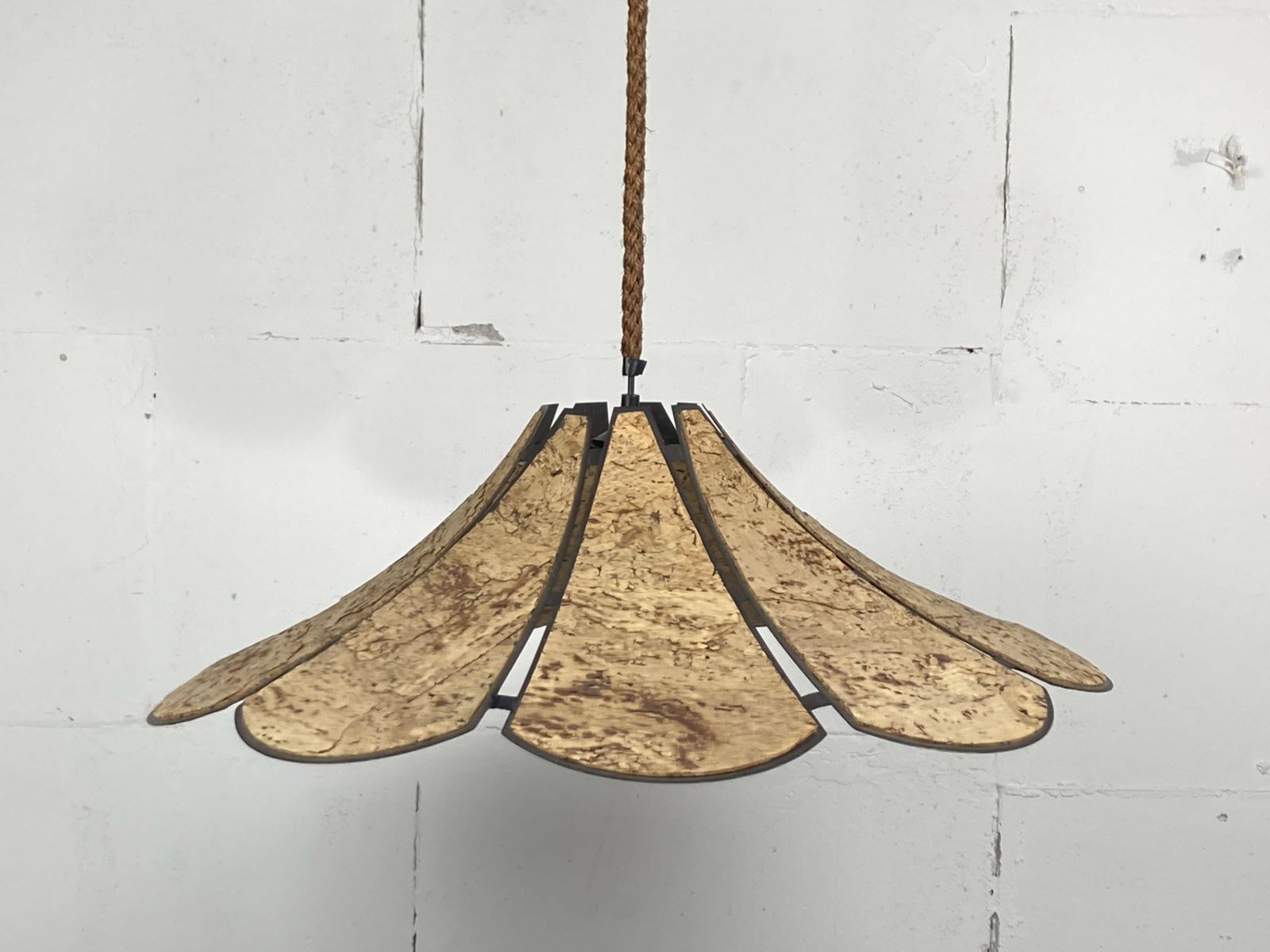 Xl Clover Cork Hanging Pendant Lamp, Germany 1970s photo 682.0