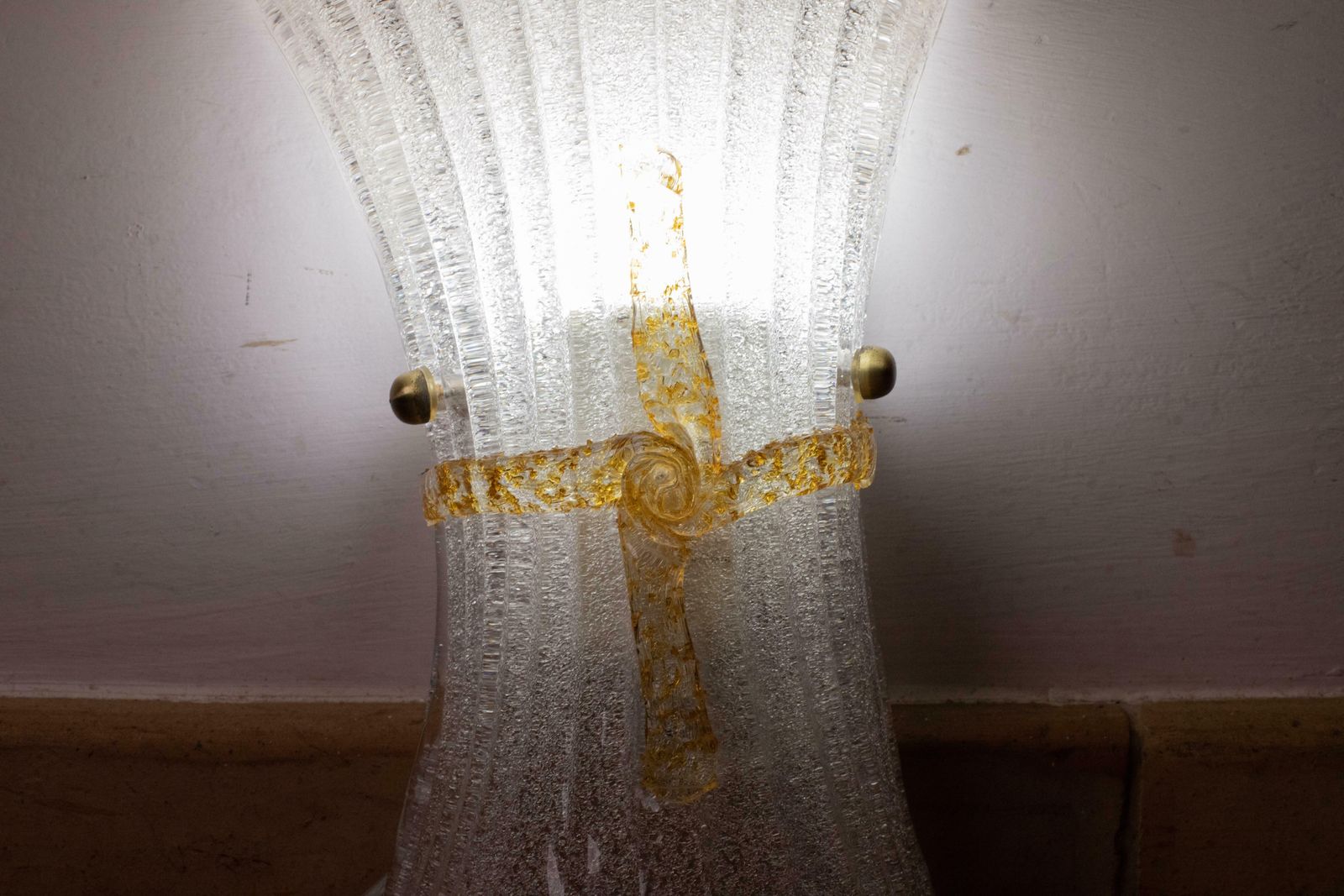 Pair Of Big Size Vintage Italian Murano Glass Wall Sconces, 1970 photo buy