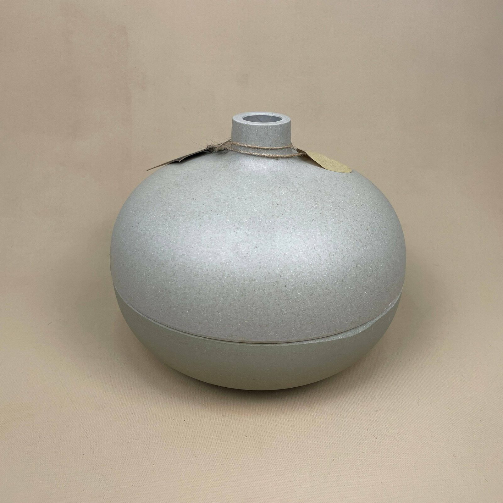 New Husk Round Pill Vase Pot Made From Bamboo Sustainable Indoor Outdoor Green Eco Friendly Circular photo vinterior