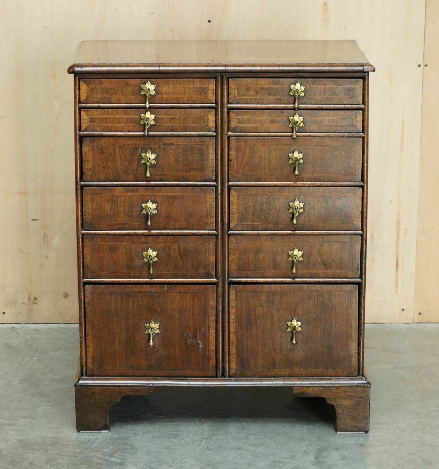 Exquisite Antique Circa 1760 Burr Walnut George III Bank / Chest Of Drawers photo for sale