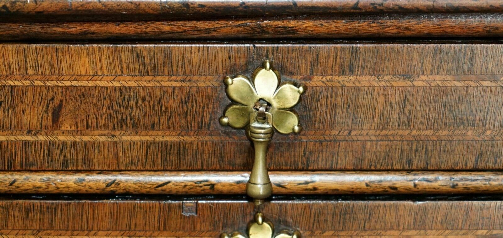 Exquisite Antique Circa 1760 Burr Walnut George III Bank / Chest Of Drawers photo vintage